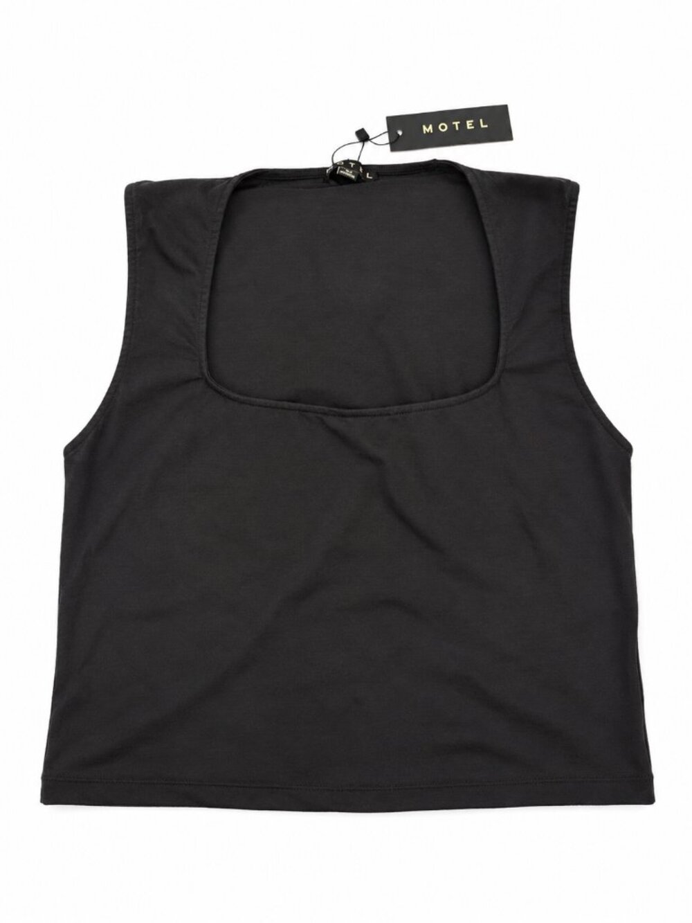 NWT Motel Brand Black Square Neck Crop Tank Jinsu Top in a Size L